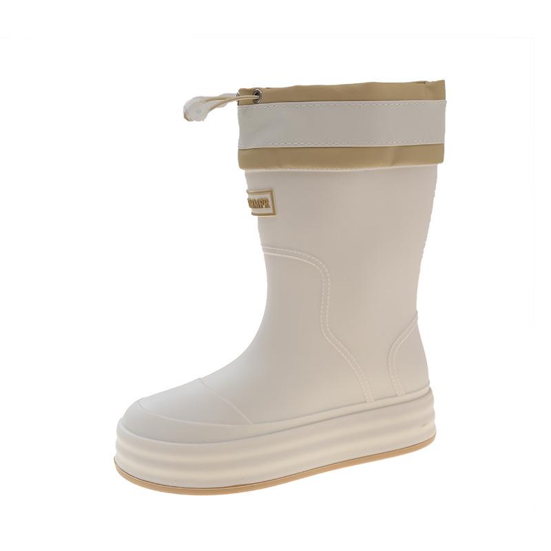 New Bundle Rain Shoes Women's Fashion Outer Wear Water Shoes Thick-soled Waterproof and Non-slip Work Shoes Rubber Shoes Medium Tube Rain Boots
