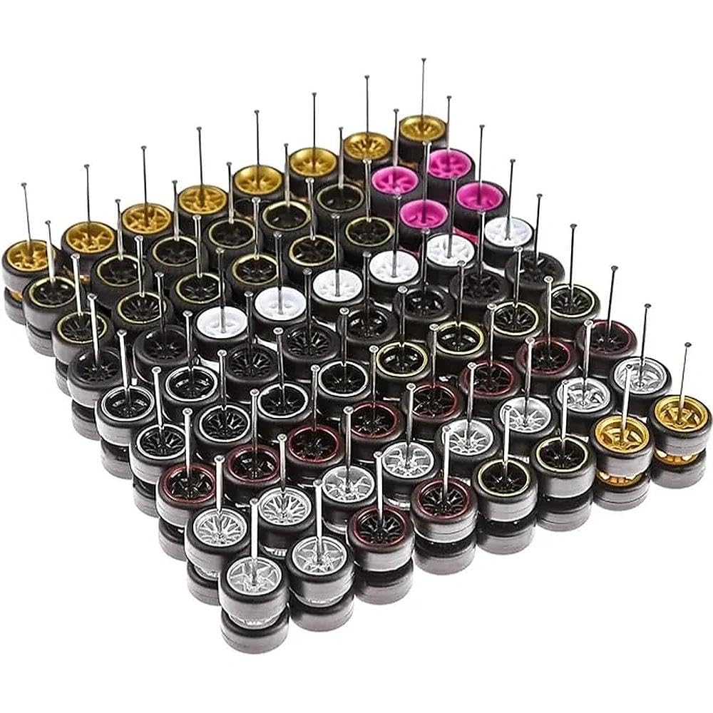 

1/64 Wheel Mix/Random Real Riders Wheel Rim Tire Set for 10 Cars 1/64 Scale (01)