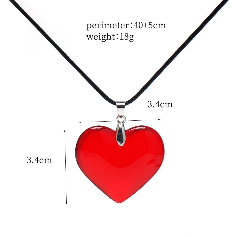 6 Colors Hip Hop Colorful Love Heart Pendant Necklace Women Punk Silver Color Beads Chain Grunge Jewelry Accessories Steampunk