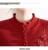 Women's Fleece Knit Top: Wood Ear Collar, Plus Velvet Warm Base Layer, Winter Inner Wear, Middle-Aged Mom's Sweater