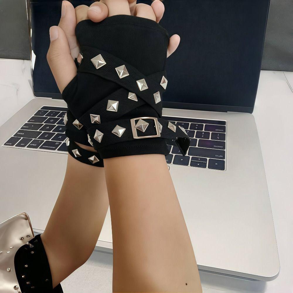 with Buckle Straps Fingerless Gloves Subculture YK Hot Girl Gloves Wasteland Style Accessories
