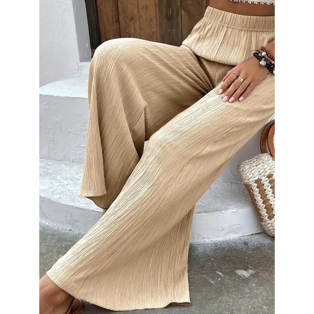 Pantalon Décontracté pour Femme Ample Amincissant Plissé Jambe Large