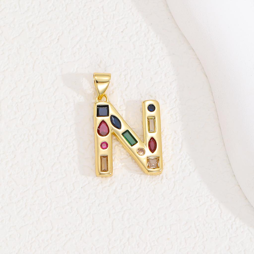 Multicolor Zircon A-Z Letters Pendant Necklace Crystal Water Drop 26 letters Pendant Necklace Gold Plated  Gift for Women