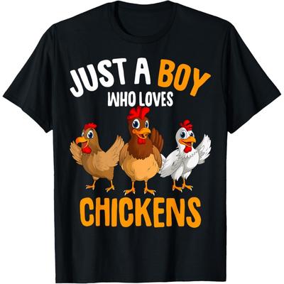 Just a Boy Who Loves Chickens Kids Boys Chicken T-Shirt