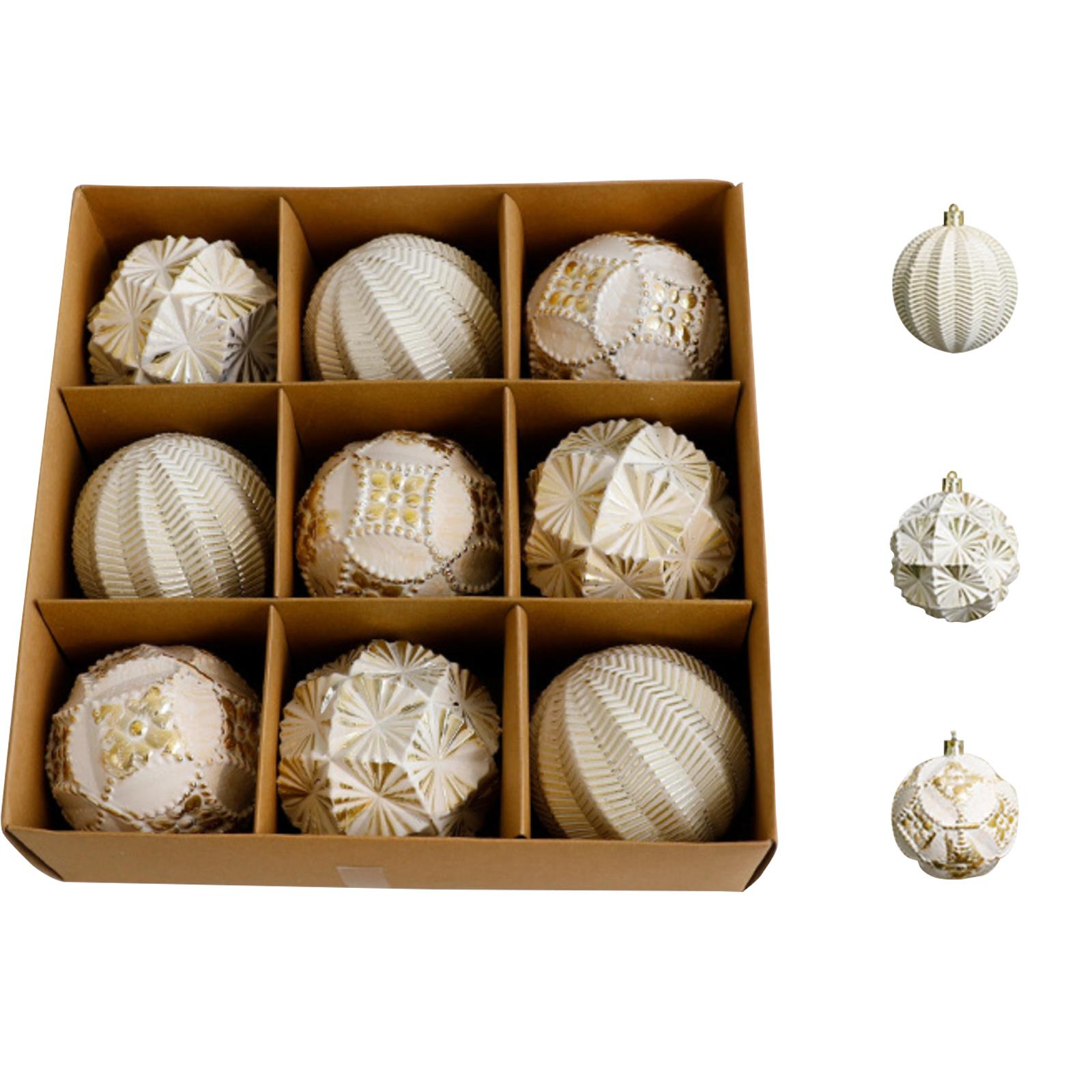 

8cm 9pcs Painted Colored Sticky Christmas Ball Set Boxed Christmas Decorations Christmas Tree Ornaments One Size