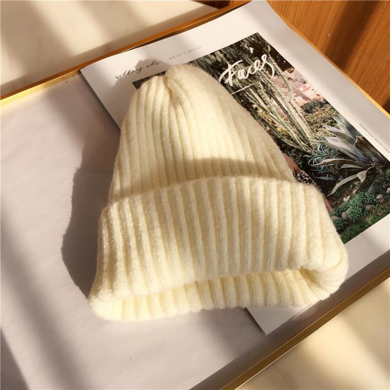 Hat Women's Autumn and Winter Versatile Solid Color Casual Student Knitted Wool Hat New Thermal Hat