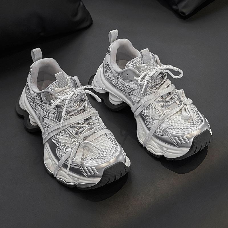 

Shoes New platform silver dad shoes couple height-increasing ins trendy high-end sneakers 40 серебряный