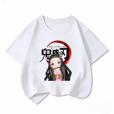 Bandai Demon Slayer Nezuko Kids TShirt 100 Cotton Boys Girls Summer Short Sleeve Clothes Children Anime Graphic Tees Tops