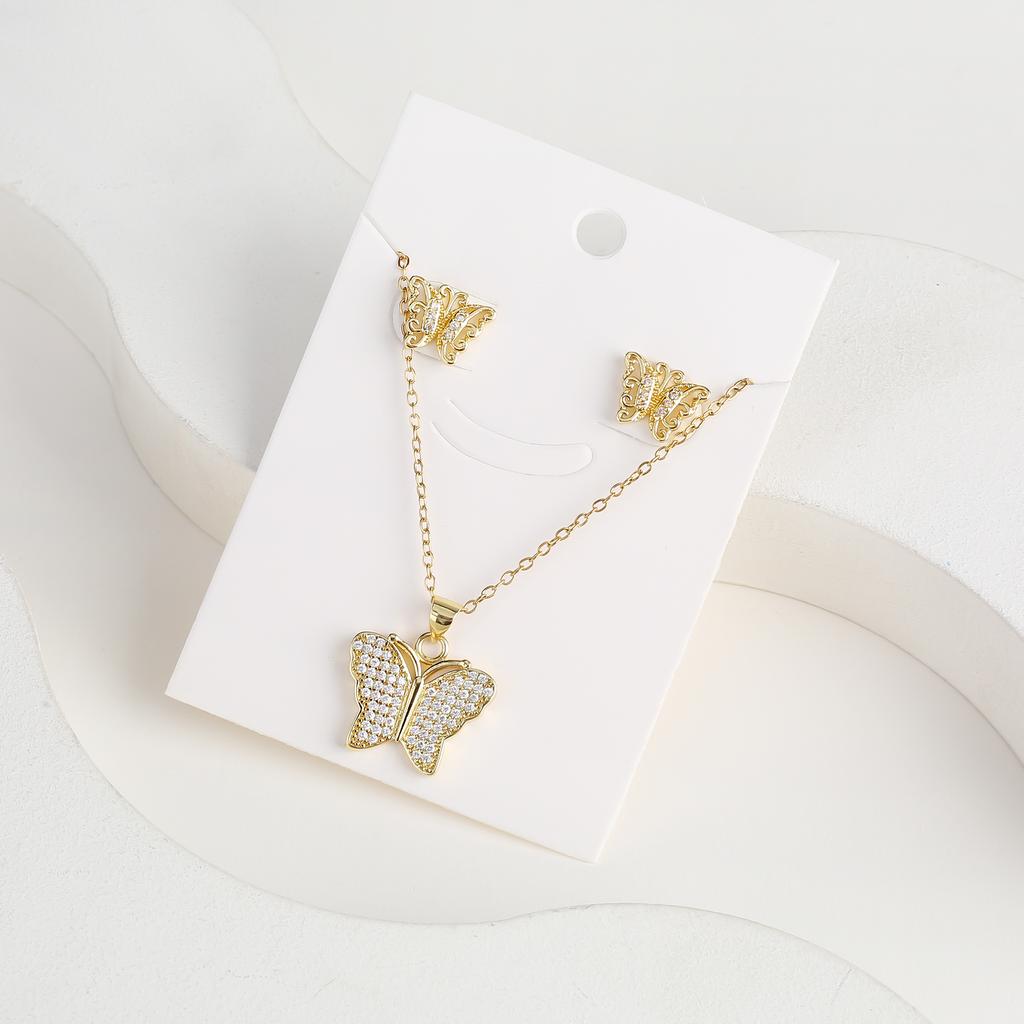 6 Styles New Fashion Zirconia Butterfly Insect Jewelry Set Necklace Earrings Temperament Women Girls Party Jewelry Birthday Gift