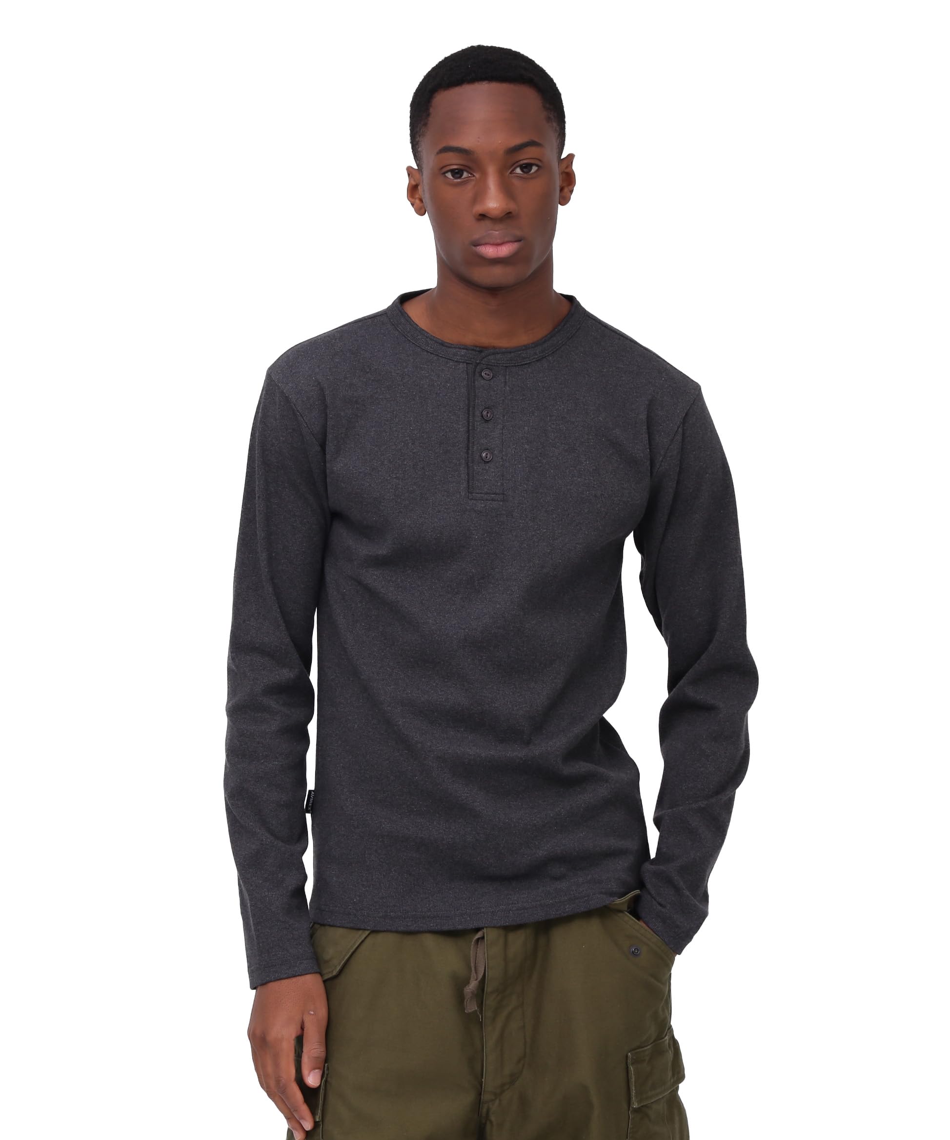 AVIREX DAILY RIB HENLY NECK TEE 6153482 men s L charcoal