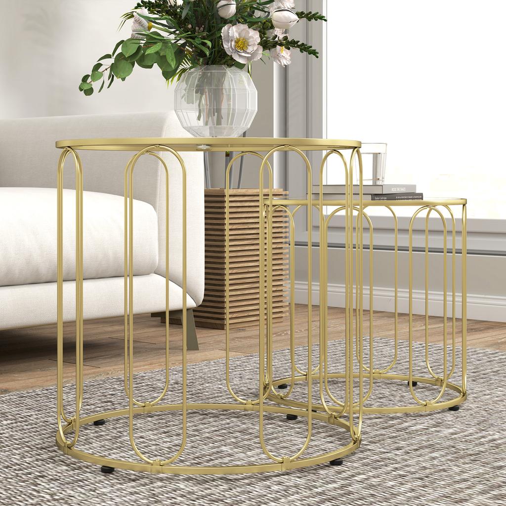 Elliptische Aussparungs-Nesting-Tische - Goldfarben
