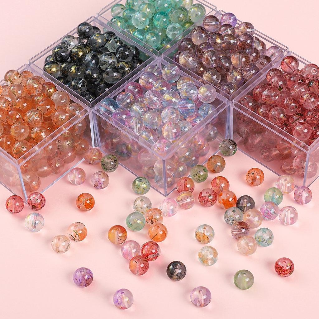 Japońskie i koreańskie rozmazujące się przezroczyste tusze posypywanie złotem szklane koraliki luźne koraliki ręcznie robione diy materiał do koralików akcesoria do bransoletek