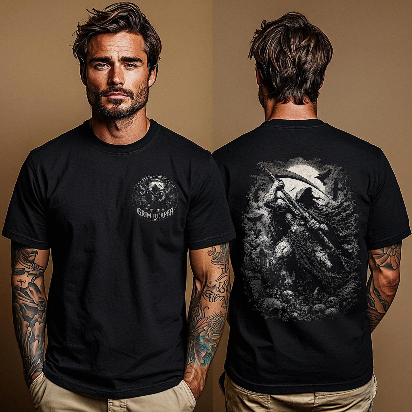 Grim Reaper T Shirt: Gothic Death Tee | Dark Fantasy Skeleton Reaper Unisex Shirt | Horror Fan Gift | Metalhead Apparel | Gothic Fashion S