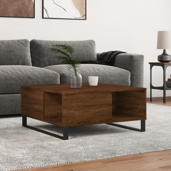 VidaXL Table basse chêne marron 80x80x36,5 cm bois d'ingénierie 830795