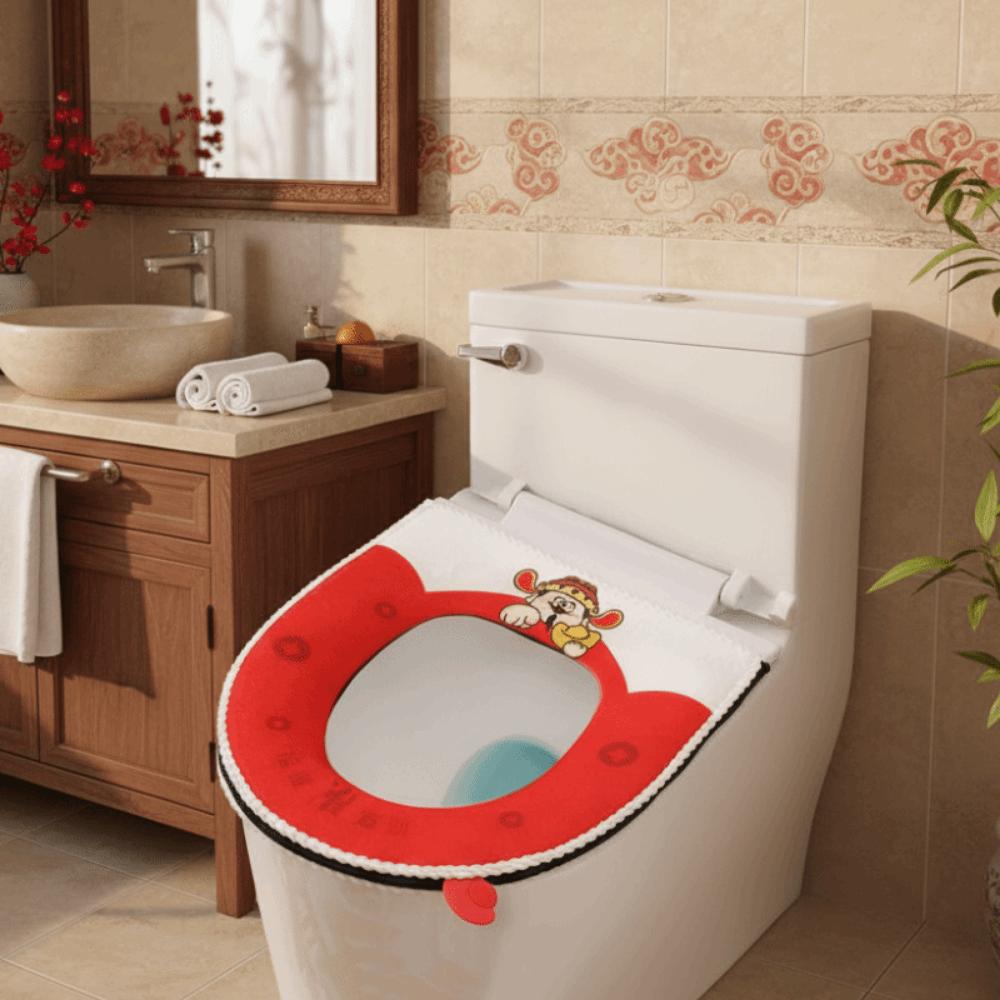 Warm Toilet Seat Cover Cartoon Washable Toilet Cushion Removable Toilet Seat Cushion  Bathroom