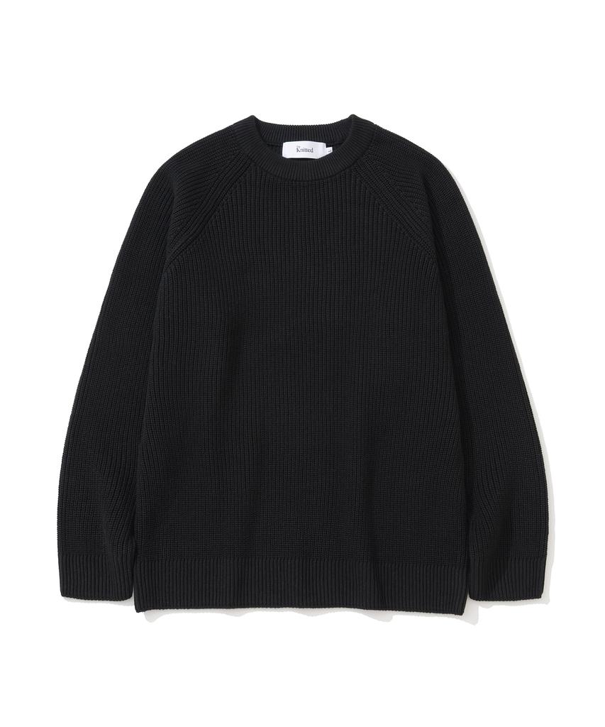 KNITTED [Nitied X Fashion Planet] Cotton Waffle Round Knit Black