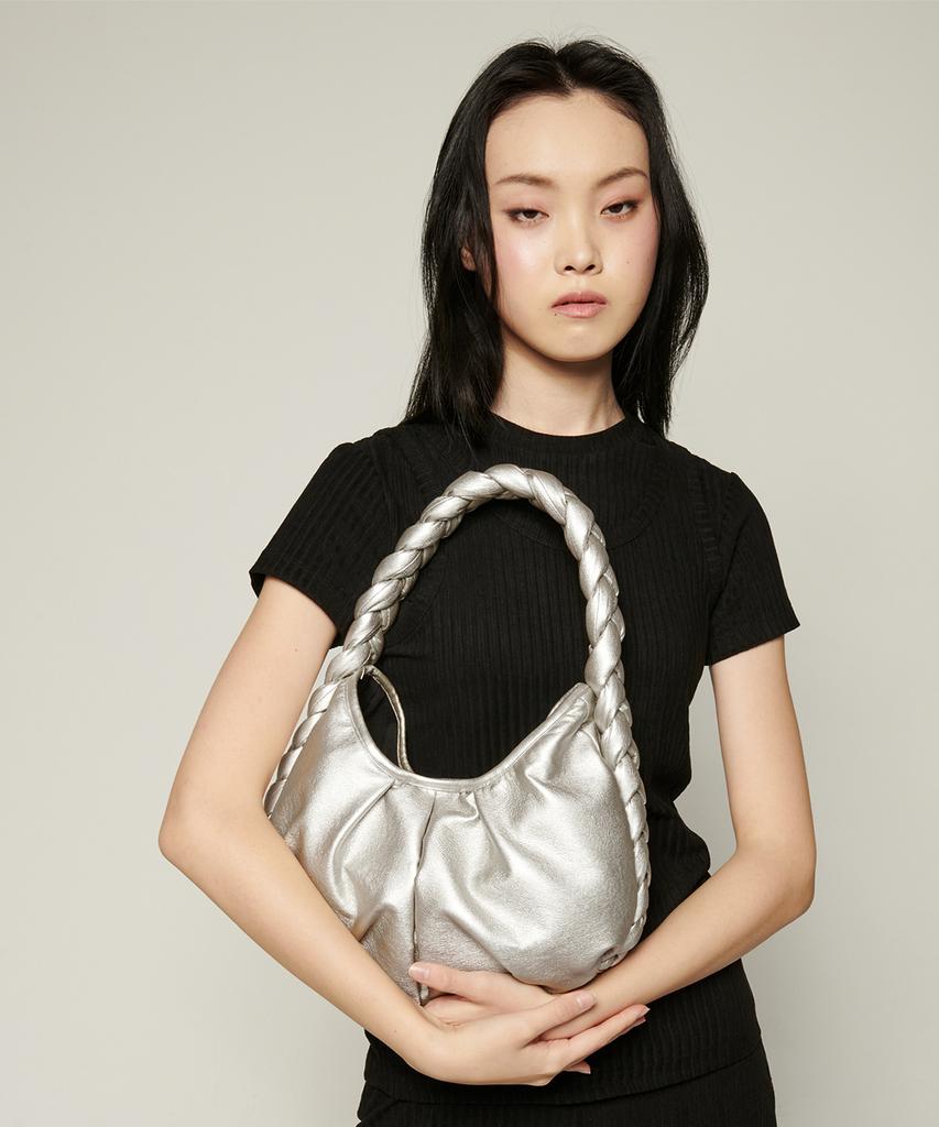 Bowlloon Braid Leather Bag (Silver)