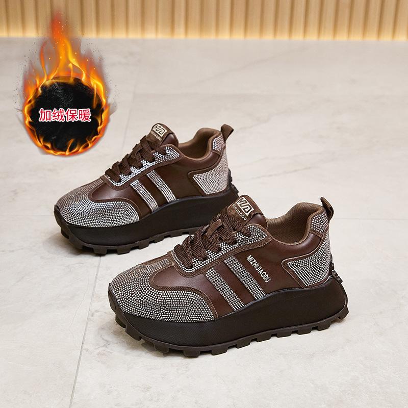 Herbst Sport Plattform Freizeit Board Schuhe Leder Klassisch Retro Vielseitig Forrest Gump Trainingsschuhe Erhöhend Papa Schuhe Frauen