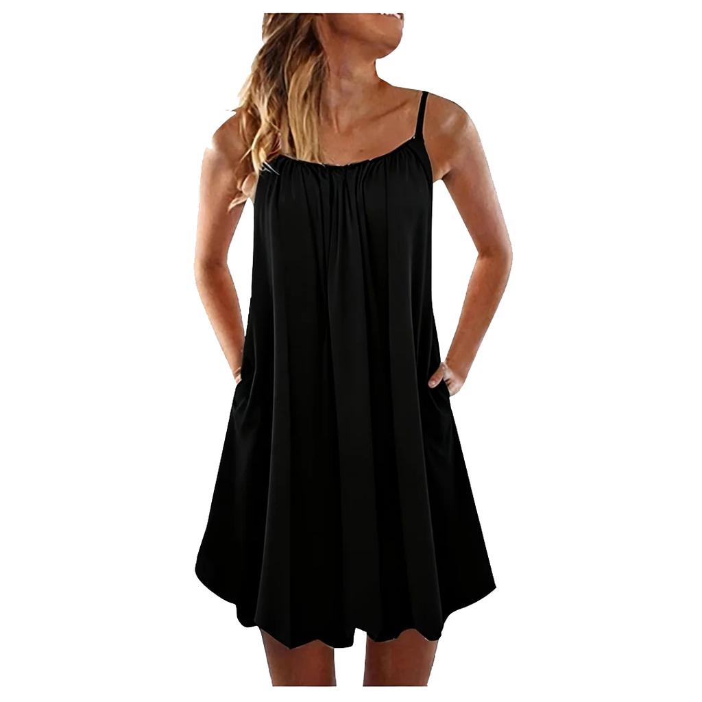 Women's Fashion Summer Casual Vest Sleeveless Gradient Print Loose Tank Large Beach Dress