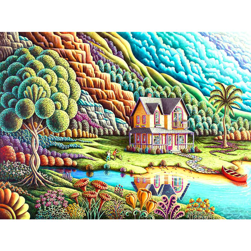 5D DIY Diamond Painting Landscape Scenery Cross Stitch Kit Full Round Rhinestone Embroidery Mosaic Home Decoration Gifts