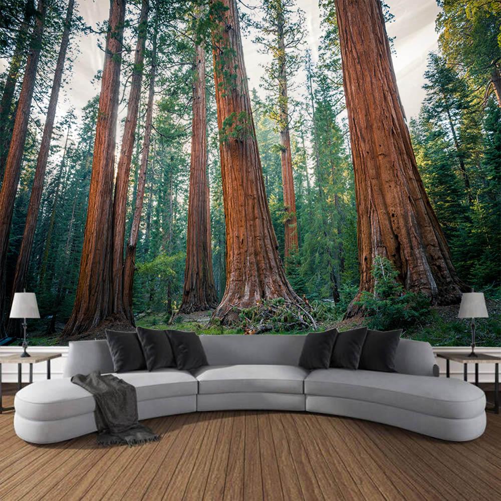 Natural Forest Waterfall Tapestry Bohemian Jungle Wall Hanging Home Art Decoration Living Room Bedroom Background Poster