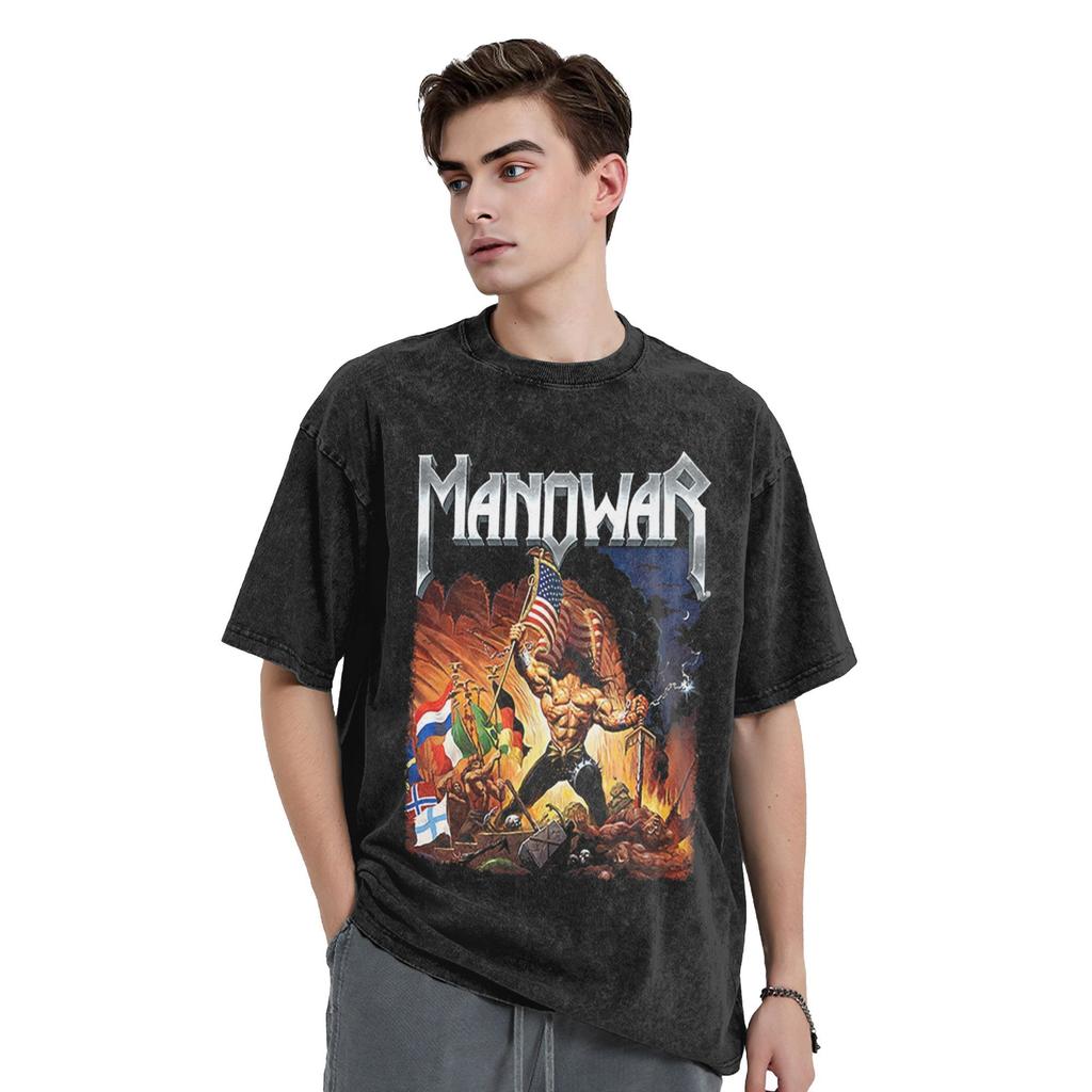 Tricou de Turneu Manowar The Blood Of Our Enemies Tricouri Hip Hop Mânecă Scurtă Topuri Plajă Bumbac Confortabil Haine Mărimi Mari