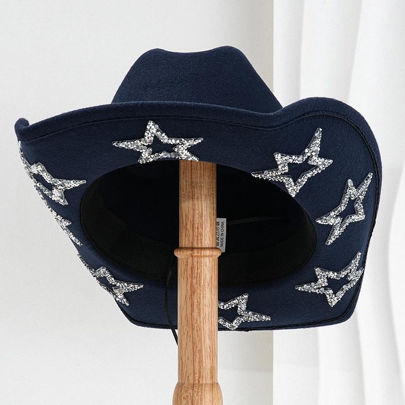 Rhinestone Star Western Hats Women Men 2026 Vintage Wide Brim Cowgirl Hat Woman Fashion Crystal Party Wedding Caps Ladies