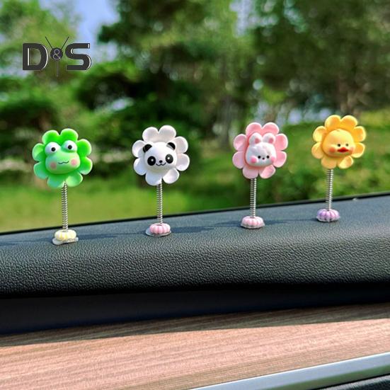 Car Dashboard Decorations Shaking Cartoon Animal Flower Ornament Car Accessoriea Home Office Desk Decoration with Spring
