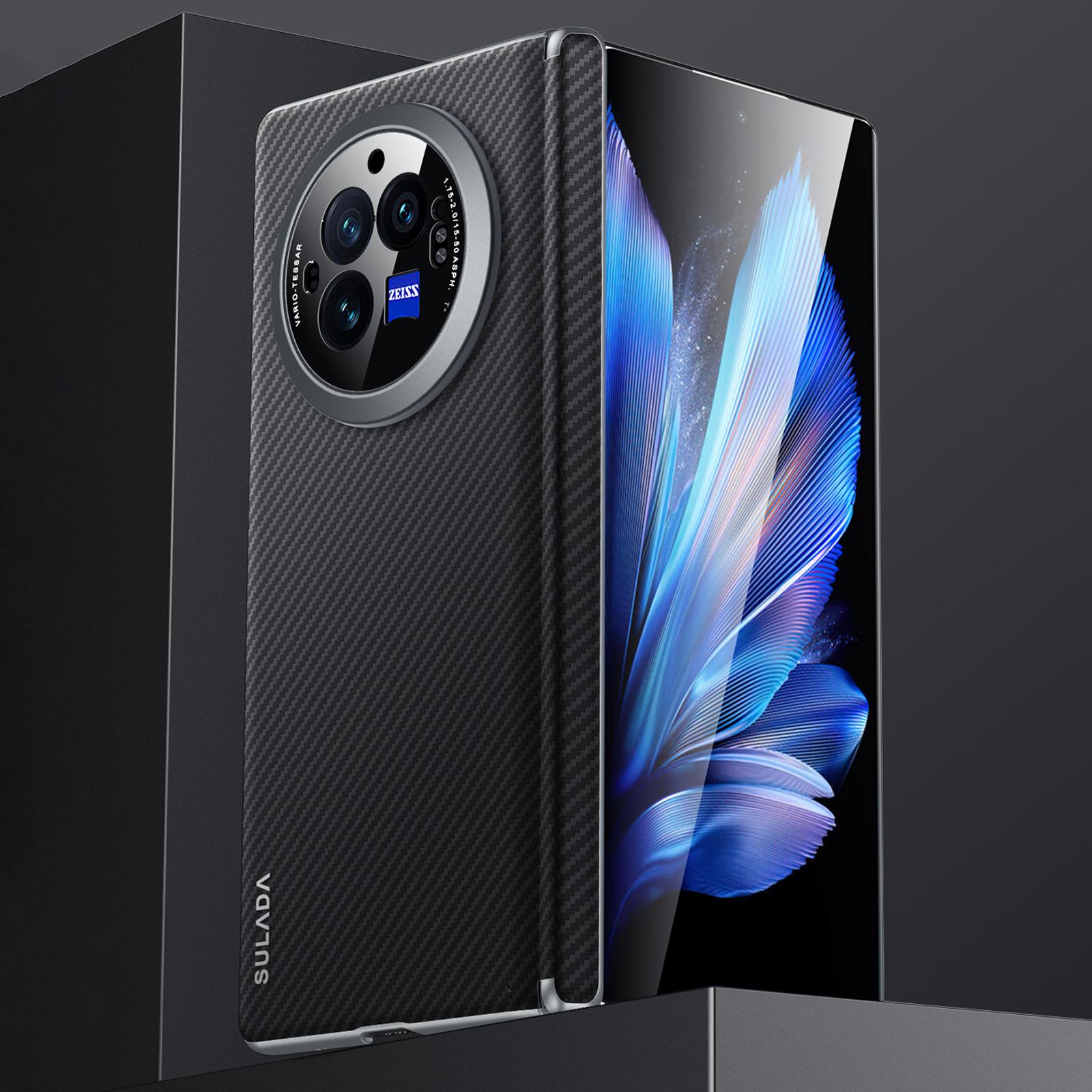 

SULADA Магнитный чехол для vivo X Fold3 Кожа+ПК Противоударный чехол Поддерживает беспроводную зарядку Black