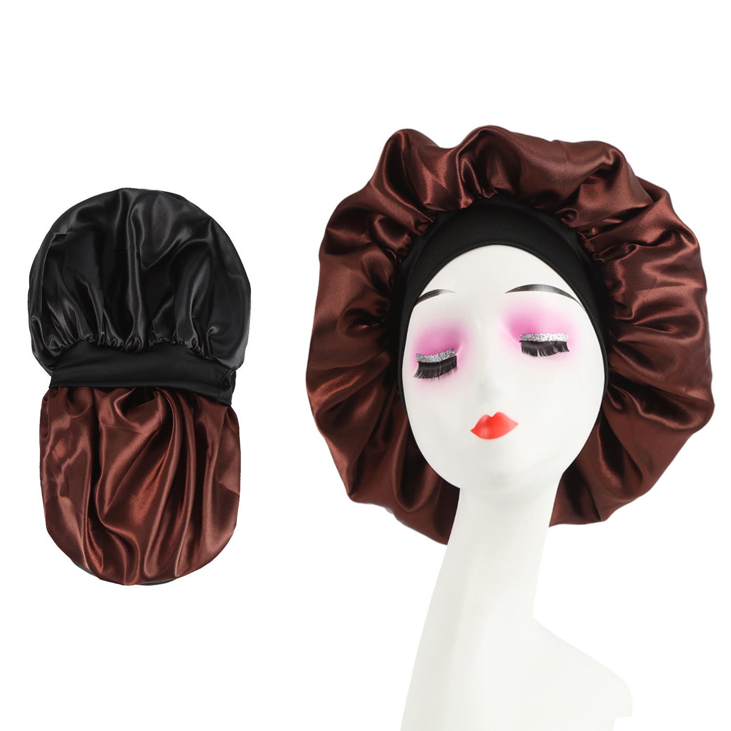

Large Double-Layer Satin Sleep Cap - Faux Silk, Quick-Drying Hair Care for Men & Women One Size