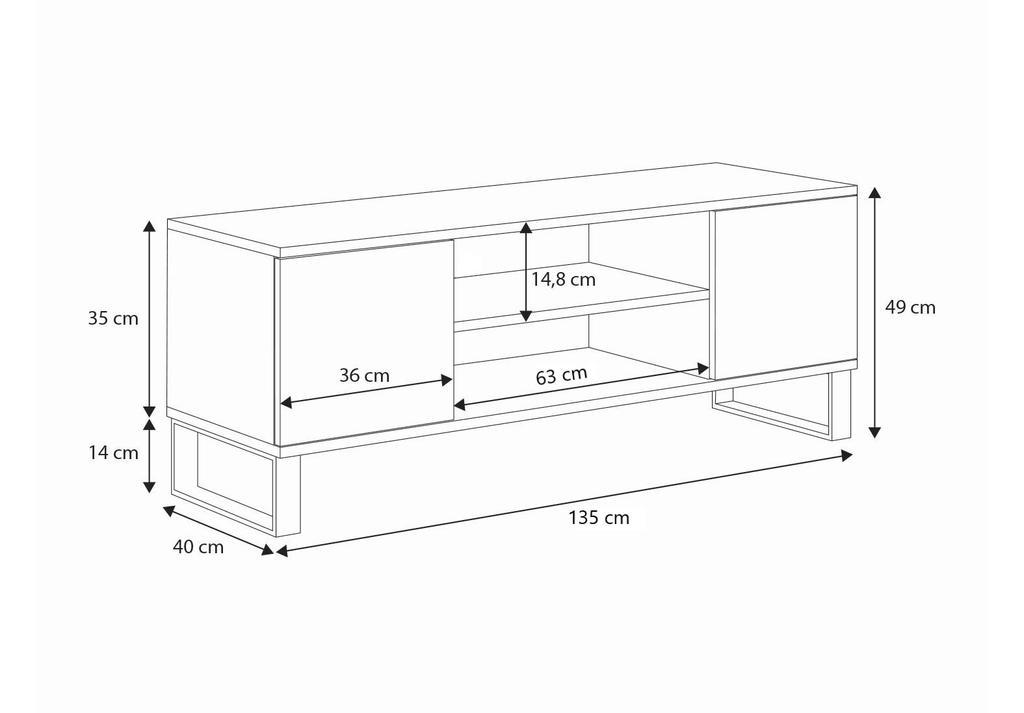 Focus RTV cabinet 135 cm - loft oak craft