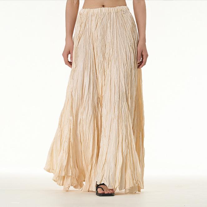 2024 Trendy European-American Minimalist Pleated Swing Skirt for Women - Autumn/Winter Collection