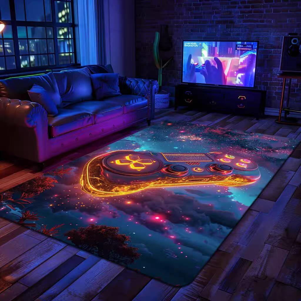 Gaming Rug for Boys Room Gamer Rug Controller Design Carpet for Game Room Bedroom Decor Non-slip Machine Washab Mat