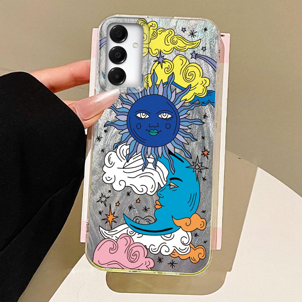 Retro Style Face Sun Stars Phone Case for Samsung Galaxy A55 A56 A36 A26 A16 A53 A06 A14 A24 A34 A54 A15 A25 A35 Silicone Cover