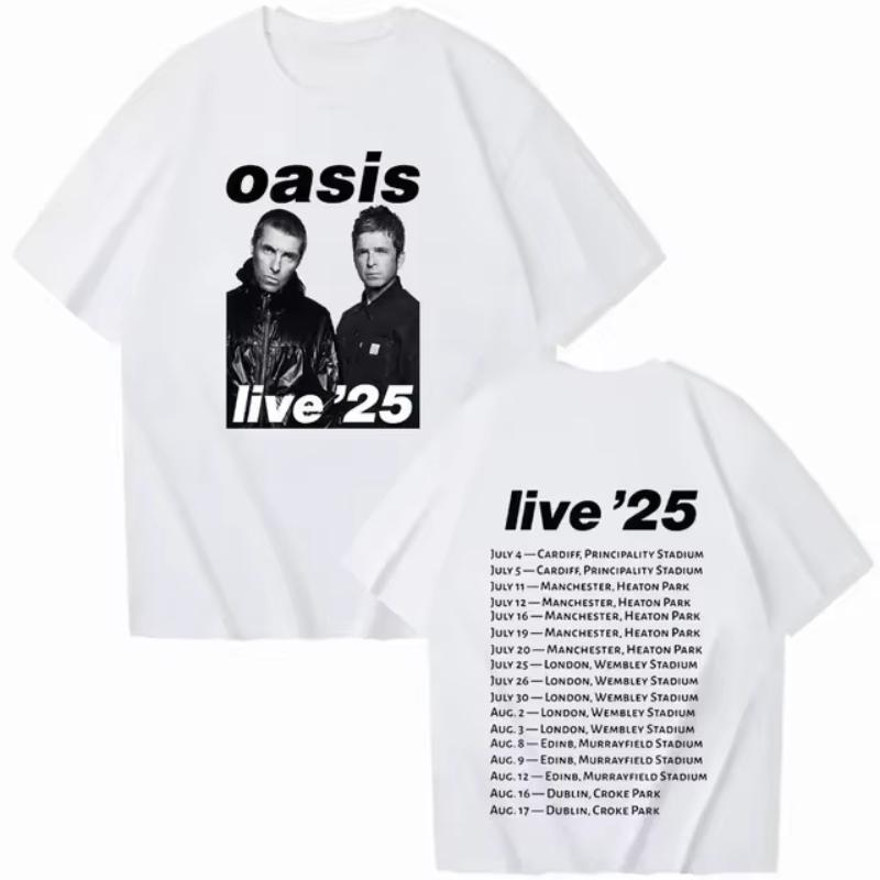 Oasis Live 25 Tour T-Shirts Women Summer Casual O-Neck Short Sleeve Tees Fans Gift Boys Clothes Girls Oversize Clothes 2025 Y2K