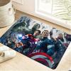 Authorized 1pc Cartoon Printed Rug, Deadpool Red Black Battle Suit Holding Dual Knives Mechanical Drawing Background Pattern E