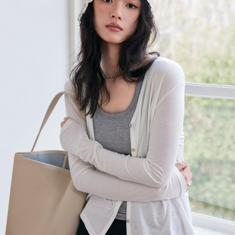 A New Spring and Summer Cardigan for Women, A Thin-button Long-sleeved Top