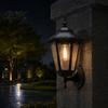 Energy Saving Solar Lantern Vintage Wall Light, Motion Sensor Outdoor Sconce with Glass Courtyard Lighting Shade, Waterproof Garden for Patio