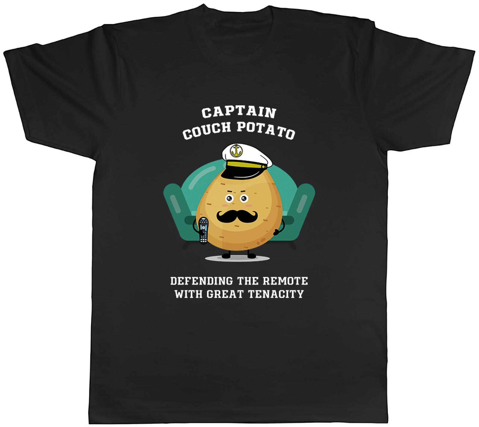Captain Couch Potato Mens T-Shirt Funny Defending the Remote Unisex Tee Gift XXL