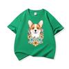 Welsh Corgi Surrounded Colorful Blooms Graphic Tee Kids 100 Cotton Crew Neck T Shirt Cute Puppy Print Short Sleeve Stylish Top