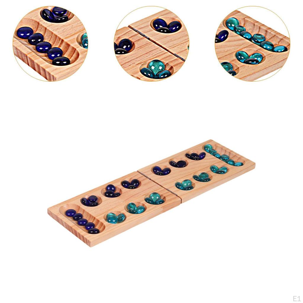 Holz Mehrfarbige Perlen Mancala Brettspiel, Tischspiel für Teenager, Klassisch Faltbar für Erwachsene Kinder