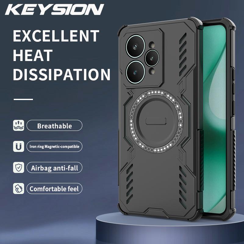 KEYSION Hollow Heat Dissipation Case for Realme 15 Pro 5G Silicone+PC Magnetic Cooling Shockproof Phone Cover for Realme 15 5G