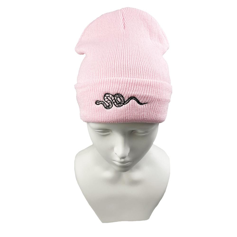 1pcs Knitted Hat, Hip-Hop Style, Stylish Snake Embroidered Knitted , Warm Woolen Hat For Men And Women Cap Green Black