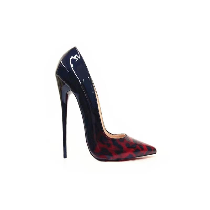 Fashion FHC 2025 New 16cm High Heels,Women Pumps,Spring Stage Show Shoes,Gradient Leopard Shallow Out,Slip On,White,Red,Green.Dropship