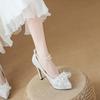 French Pointed Fairy Style High Heels Female 2025 New Lace Flower Gentle Beige Mary Jane Shoes