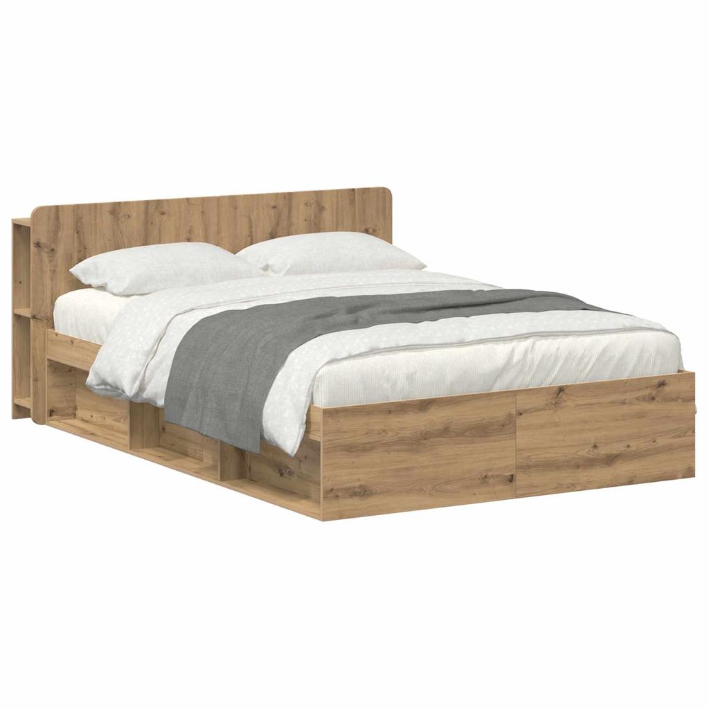 Bed Frame with Storage Space Artisan Oak Finish 150 x 200 cm
