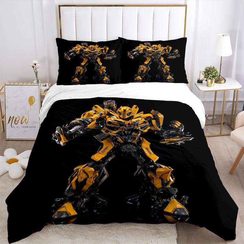 Transformers Bumblebee Action Figure Print 3Pcs Bedding Setduvet Cover With 2 Bedropillowcase Home Birthday Gift