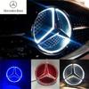 Przedni grill z gwiazdą LED z podświetlanym logo, biało-niebiesko-czerwonym światłem, do Mercedesa-Benz W205 CER ML GL GLA CLA CLS 2013-2016