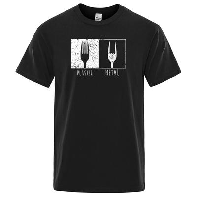 Objets Quotidients Motif Métal Plastique Fourchette T-shirt Homme Lâche Surdimensionné T-shirts Mode Décontracté Respirant T-shirt Couple