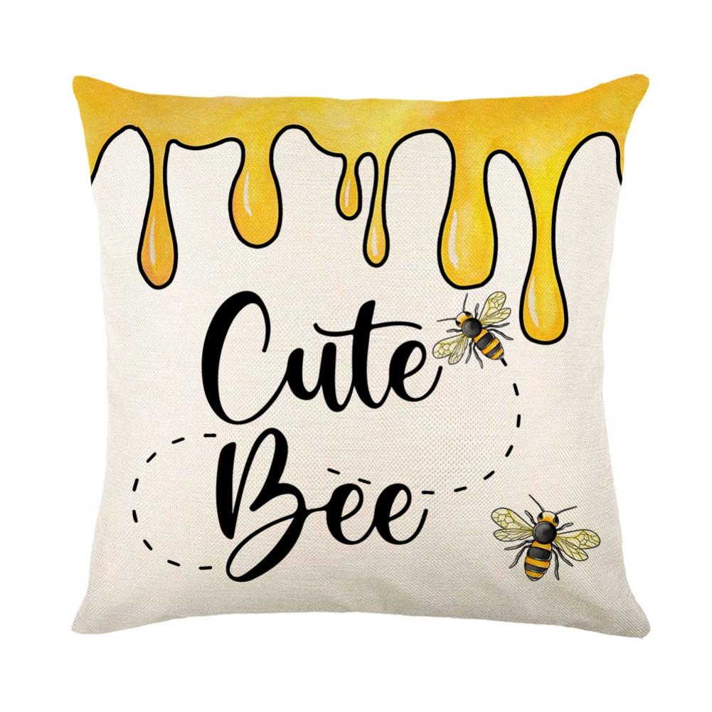 

Чехлы на подушки Bee Happy, наволочка с принтом пчел, домашний декор, летняя подушка, украшение для дивана-кровати